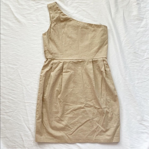 90s linen one shoulder asymmetrical dress - Picture 6 of 8